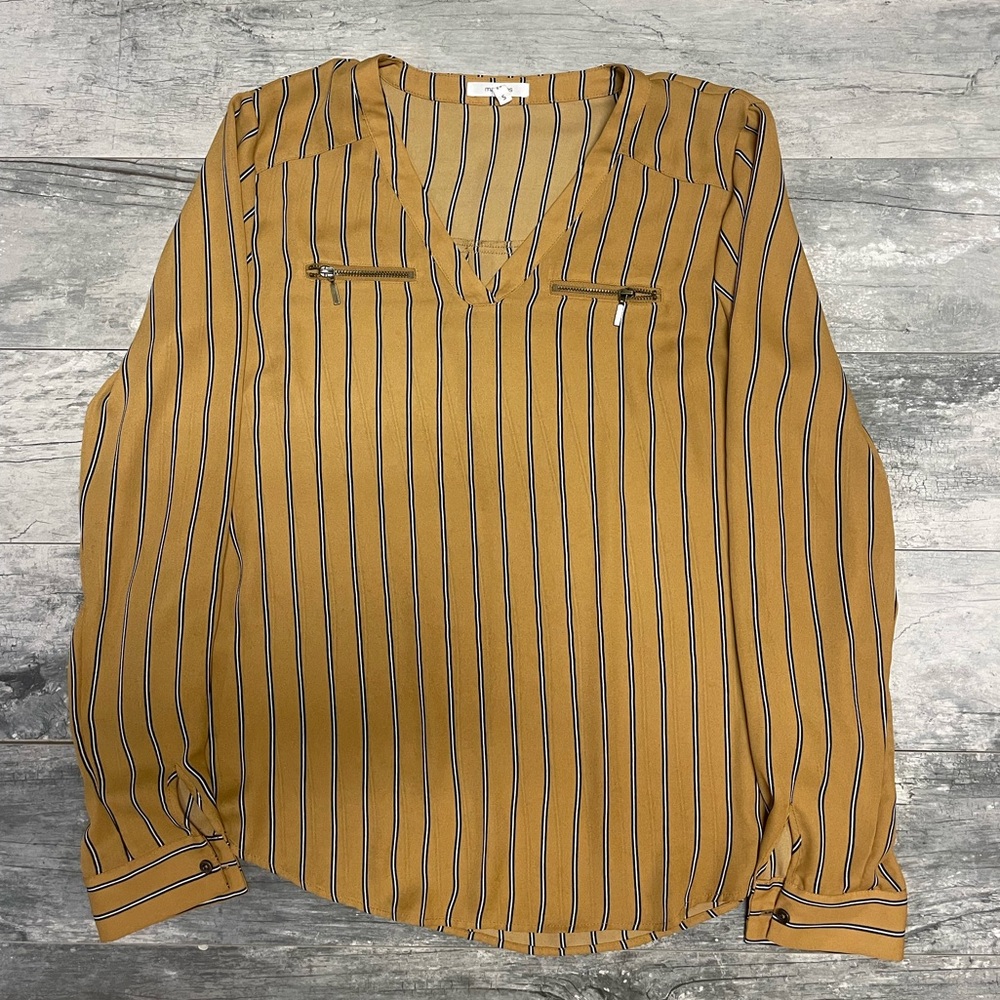 Mustard Yellow Striped Maurices Blouse